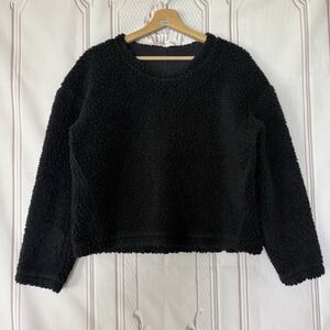 Lululemon Wool Whenever Crew Sweater Black Size 6 Sherpa Fleece Athleisure Cozy